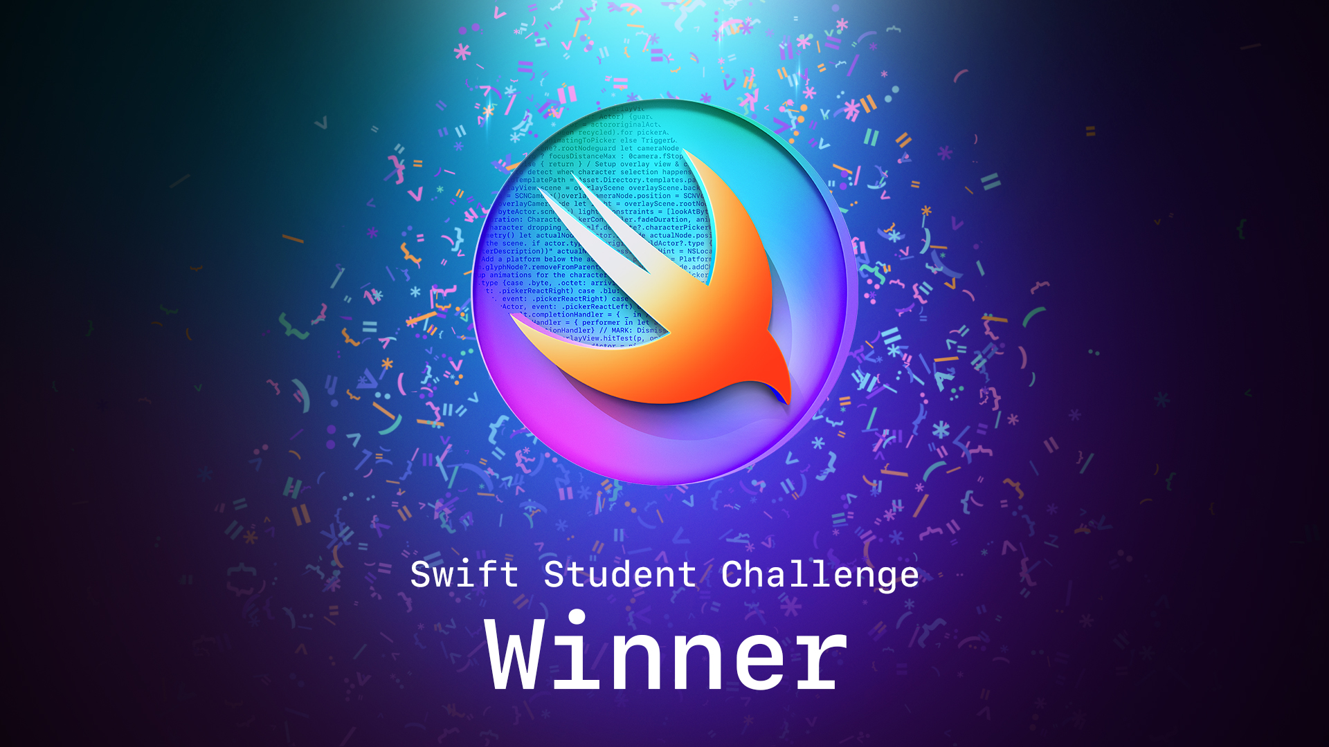 Swift Student Challenge winner badge with confetti