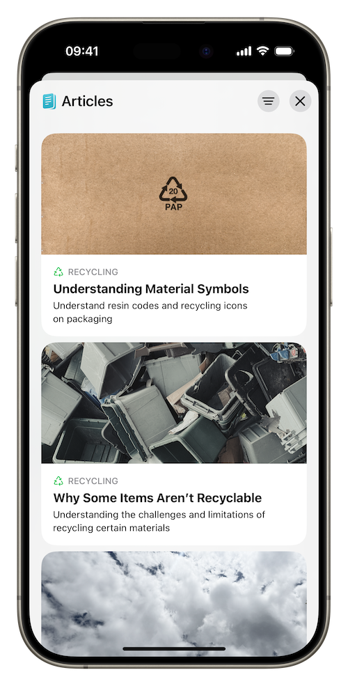 List of sustainability and recycling articles